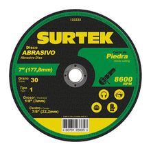 Disco abrasivo tipo 1 para piedra 7" x 9/64" Surtek