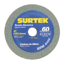 Rueda abrasiva de carburo de silicio grano 60, 6" x 3/4" Surtek