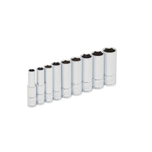 Juego de dados largos cuadro de 1/4", 6 puntas, métricos, en riel, 9 piezas Urrea