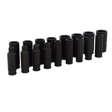Juego de dados largos de impacto métricos cuadro de 3/8", 12 puntas, 17 piezas Urrea