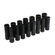 Juego de dados de impacto largos pared delgada cuadro de 1/2", 6 puntas, métricos, 15pz Urrea