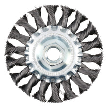 Carda circular trenzada alambre delgado 4" x 0.35 con rosca M14 Foy