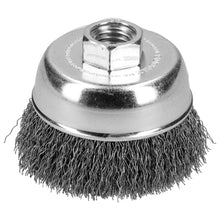 Carda copa ondulada alambre delgado 3" x 0.35 mm con rosca 5/8" Surtek