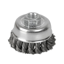 Carda copa trenzada alambre grueso acero inoxidable 3" x 0.50 mm con rosca 5/8" Surtek