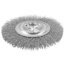 Carda circular ondulada alambre delgado acero inoxidable 6" x 0.30 mm con rosca M14 Surtek