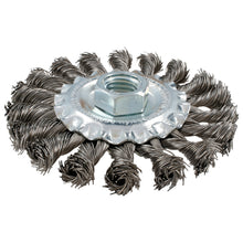 Carda circular ondulada alambre delgado acero inoxidable 4" x 0.30 mm con rosca M14 Surtek