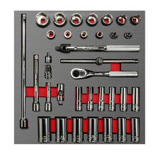 Juego de dados cortos, largos y accesorios cuadro de 3/8" en pulgadas, 35 piezas Urrea