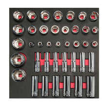 Juego de dados cortos y largos cuadro de 1/2" métricos, 39 piezas Urrea