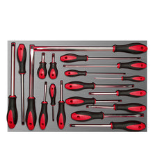 Juego de destornilladores mango bimaterial varias puntas bandeja laminada, 19 piezas Urrea