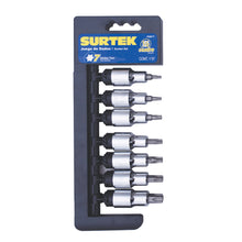 Juego de dados con punta Torx cuadro de 1/2", 7 piezas Surtek