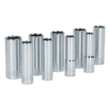 Juego de dados largos cuadro de 3/8", 6 puntas, métricos, 9 piezas Surtek