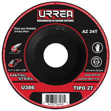 Disco abrasivo tipo 27 para metal 4-1/2" x 1/4" Urrea
