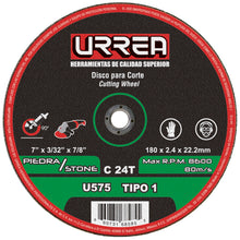 Disco abrasivo tipo 1 para piedra 7" x 3/32" Urrea